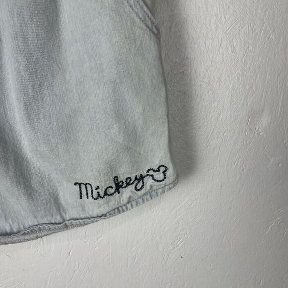 Junk Food Women’s Pull On Disney Mickey Mouse Embroidered Chambray Shorts Sz XL - Picture 5 of 6